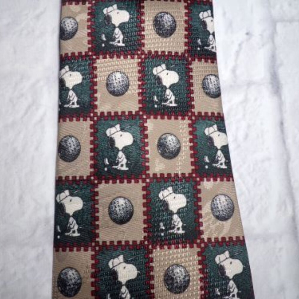 Vintage Snoopy Mens Tie Necktie 1958 United Feature Syndicate Golfer Golf